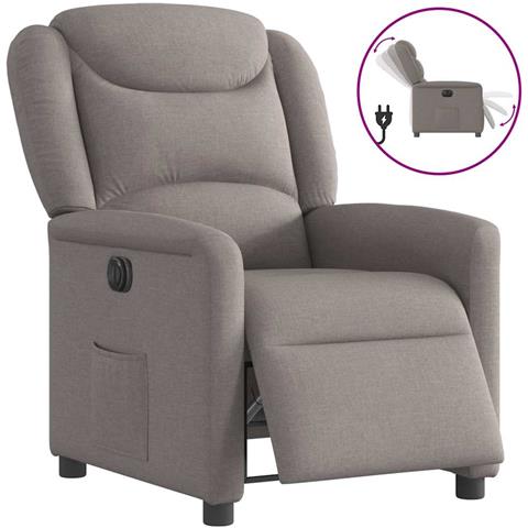 Poltrona Elettrica Reclinabile Tortora In Tessuto - Foto 1