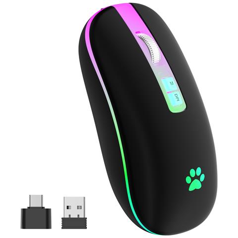 Mouse Silenzioso A Doppia Modalità: Wireless Bluetooth 5.1 Ricaricabile Un - Foto 1