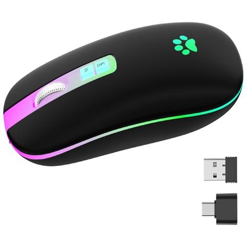 Mouse Silenzioso A Doppia Modalità: Wireless Bluetooth 5.1 Ricaricabile   Un - Foto 2