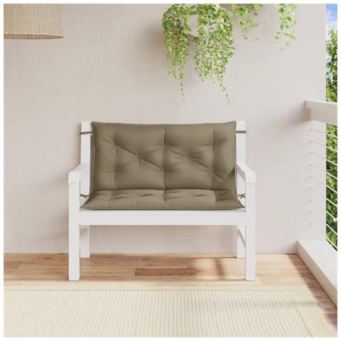 Cuscini Panca Giardino 2pz Tortora Mélange 100x50x7cm Tessuto - Foto 2