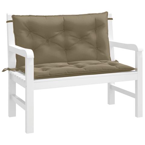 Cuscini Panca Giardino 2pz Tortora Mélange 100x50x7cm Tessuto - Foto 8