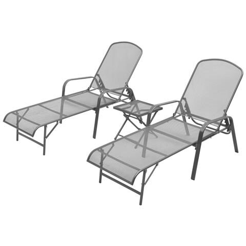 Lettini Prendisole 2 Pz Con Tavolino In Acciaio Antracite - Foto 2