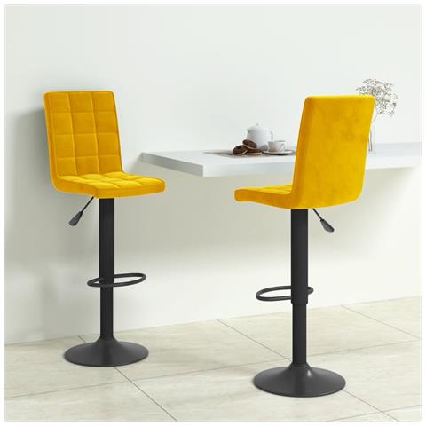 Sgabelli Da Bar 2 Pz Giallo Senape In Velluto - Foto 8