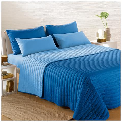 Copriletto Trapuntato In Microfibra Colore Blu Misura Piazza E Mezza - Foto 2