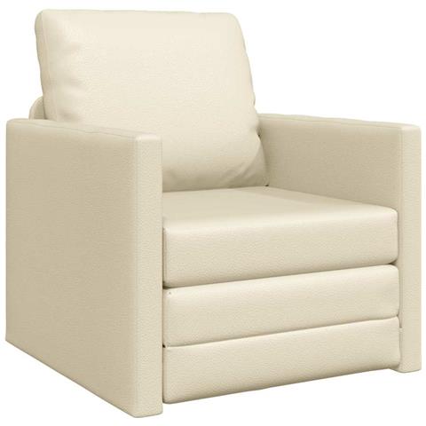 Divano Letto 2-in-1 Panna 74x77x81 cm in Pelle Sintetica - Foto 1