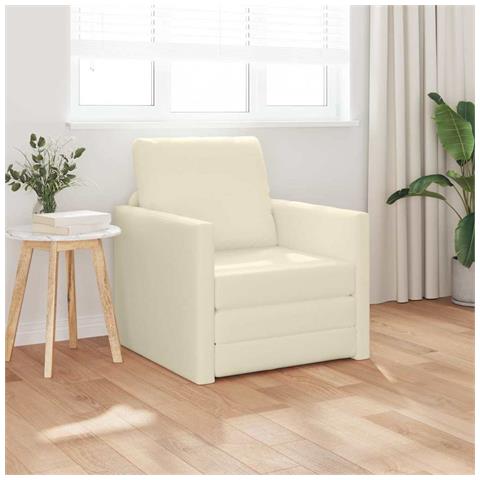 Divano Letto 2-in-1 Panna 74x77x81 cm in Pelle Sintetica - Foto 2