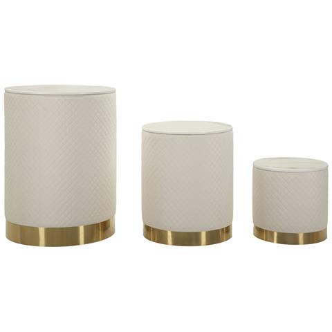 Set Di 3 Pouf Mf770 - Beige - Legno - 60x60x80 Cm - Foto 1