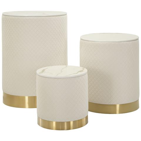 Set Di 3 Pouf Mf770 - Beige - Legno - 60x60x80 Cm - Foto 2
