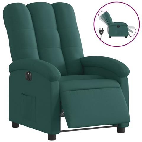 Poltrona Elettrica Reclinabile Verde Scuro in Tessuto - Foto 1