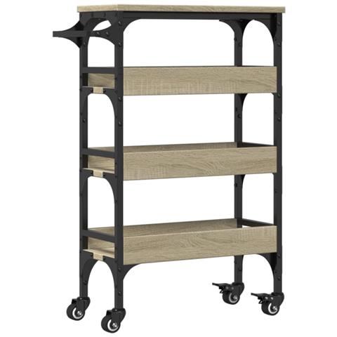 Carrello da Cucina Rovere Sonoma 53x20x76 cm Legno Multistrato - Foto 1