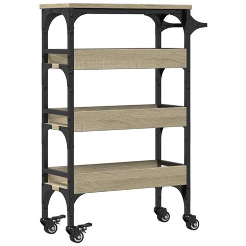 Carrello da Cucina Rovere Sonoma 53x20x76 cm Legno Multistrato - Foto 9