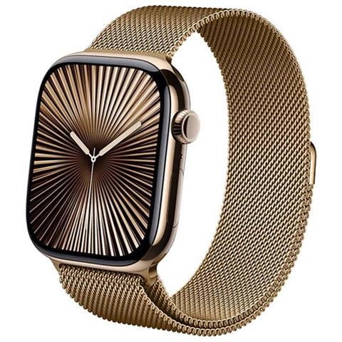 Bracciale Per Apple Watch 44 / 45 / 46 / 49mm Maglia Milanese Magnetica, Oro - Foto 1