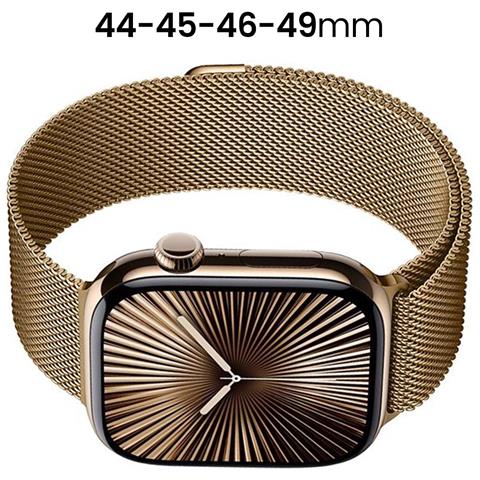 Bracciale Per Apple Watch 44 / 45 / 46 / 49mm Maglia Milanese Magnetica, Oro - Foto 5