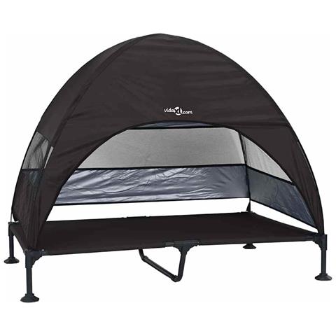 Letto per Cani Elevato Nero 127 x 81 x 108 cm Tessuto e acciaio - Foto 1
