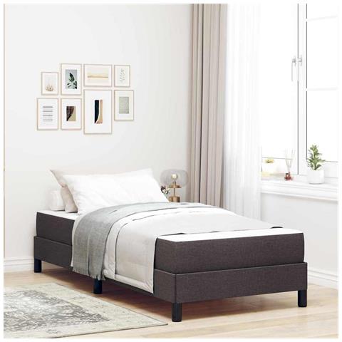 Letto a molle con materasso Marrone scuro 90 x 190 cm Tessuto - Foto 2