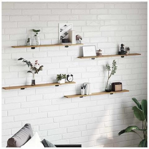 Scaffale 4 pcs Marrone 100 x 10 x 1.5 cm Legno multistrato - Foto 2