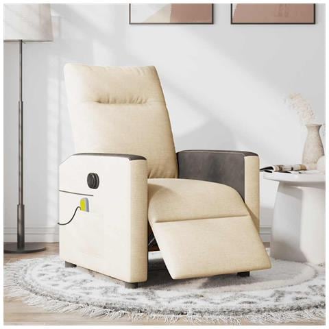 Poltrona Reclinabile Massaggiante Elettrica Crema in Tessuto - Foto 2