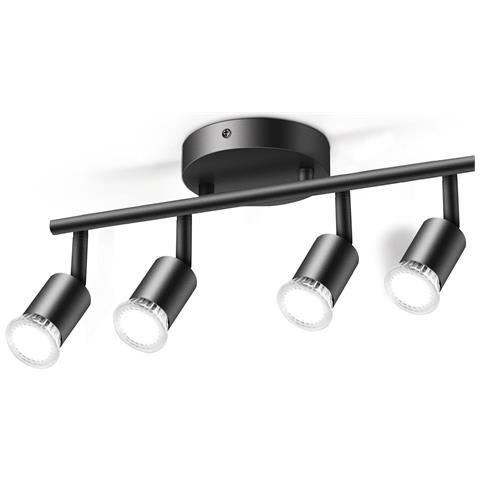 Plafoniera 4 Faretti Orientabili Gu10 435mm Nera Per Interni - Foto 1