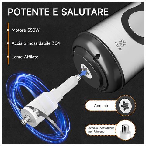 Tritacarne Elettrico, Facelle 2l Tritatutto Elettrico Per Alimenti 350 W Con Contenitore Da 2 Lame Affilate Per Carne, Verdure, Frutta, Noci E Alimenti Per Bambini - Foto 2