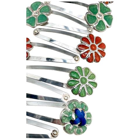 Confezione Da 10 Fermagli Per Capelli A Forma Di Rana Con Fiore Laccato - Foto 1