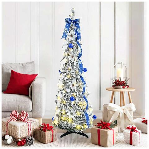 Albero di Natale artificiale con 100 LED Bianco 150 cm PVC - Foto 2