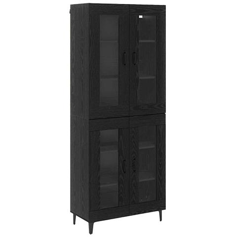 Credenza Rovere Nero 69,5 x 34 x 180 cm Legno multistrato - Foto 1