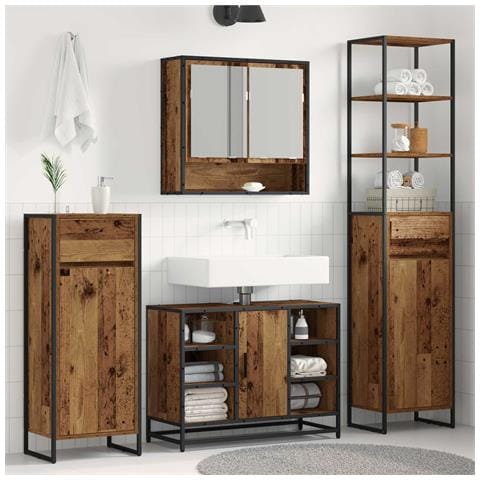 Mobile da Bagno con cassetto Legno vecchio 40 x 30 x 100 cm - Foto 2