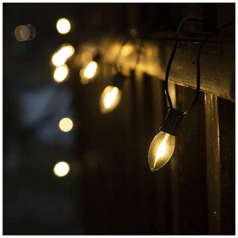 Catena Luminosa C7 Trasparente 15m, 220v, Attacco E12, Collegabile, Ip44 Impermeabile Per Halloween, Feste, Giardino - Foto 2