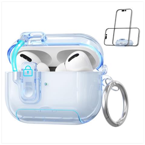 Custodia In Tpu Blu Traslucido Compatibile Con Airpods 4: Antiurto, Protezione Completa E Funzione Di Supporto - Foto 1
