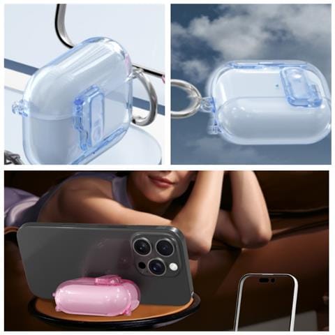 Custodia In Tpu Blu Traslucido Compatibile Con Airpods 4: Antiurto, Protezione Completa E Funzione Di Supporto - Foto 3
