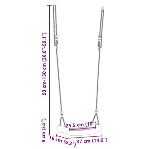 Seggiolino Altalena per Bambini Singolo Corda Regolabile Giallo - Foto 8