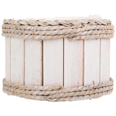 Cesto In Legno E Corda Bianco D20x12/21h - Foto 2
