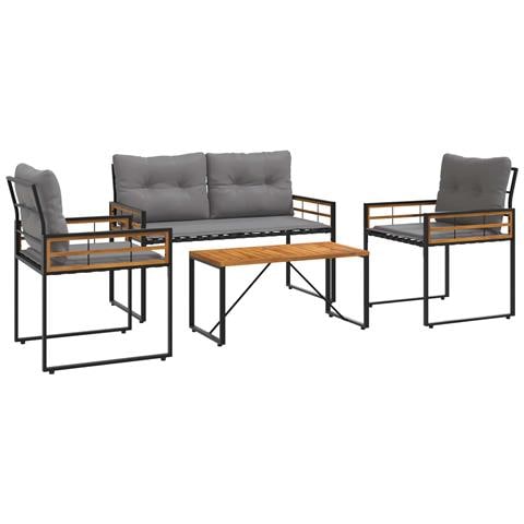 Set di Mobili da Esterno con cuscino 4 pcs Grigio chiaro - Foto 1
