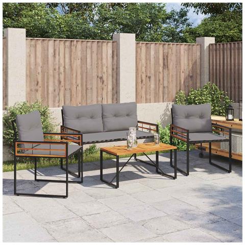 Set di Mobili da Esterno con cuscino 4 pcs Grigio chiaro - Foto 2