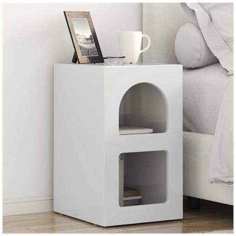 Comodino Bianco Lucido 29,5 x 33,5 x 50 cm Legno multistrato - Foto 2