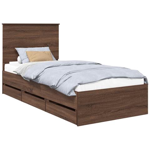 Struttura del letto con cassetto Rovere Marrone 90 x 200 cm - Foto 1
