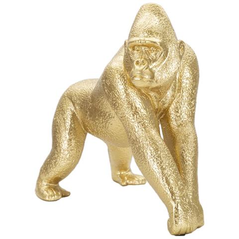 Scultura Gorilla Decorativo In Resina Dorata Vista Laterale - Foto 2