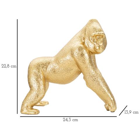 Scultura Gorilla Decorativo In Resina Dorata Vista Laterale - Foto 6