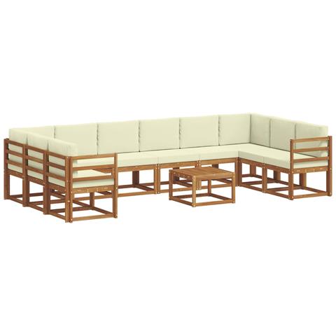 Set di divani da esterno con cuscino 11 pcs Naturale e Crema - Foto 1