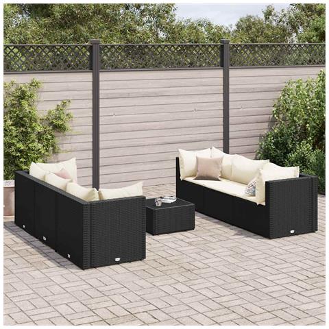Set Salotto da Giardino con Cuscini 7pz Nero Polyrattan - Foto 2