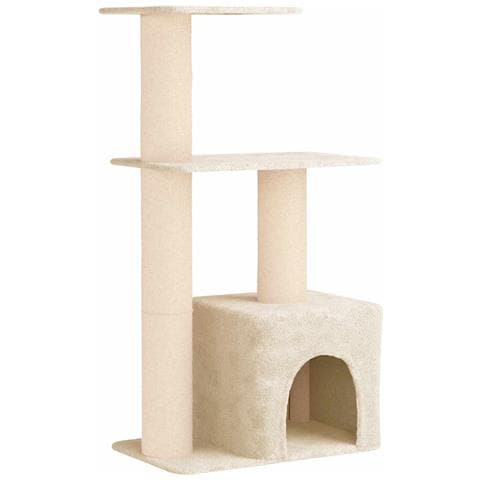 Albero per gatti con pali per graffiare in sisal Crema 133 cm - Foto 1