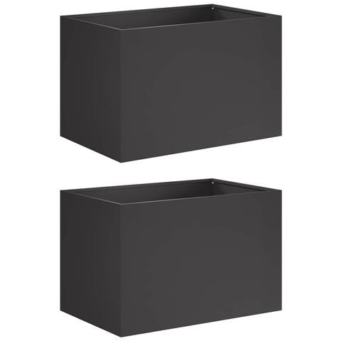 Vaso da giardino 2 pz Nero 60 x 40 x 40 cm - Foto 1