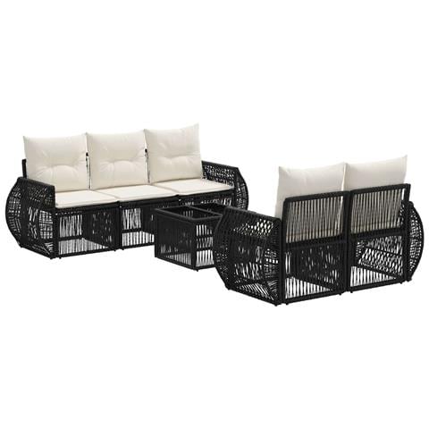 Set Divano da Giardino 6 pz Nero polyrattan - Foto 1