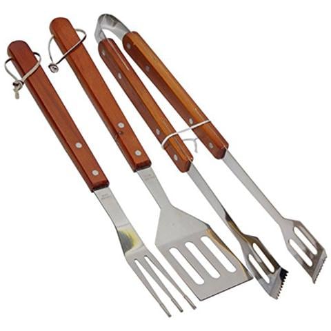 Set 3 pezzi Posate e Attrezzatura Barbecue Grigliata, Forchettone Pinza e Paletta - Foto 1