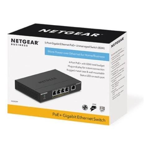 Switch GS305PP 4 Porte Ethernet PoE 1 Porte SFP Colore Nero - Foto 5