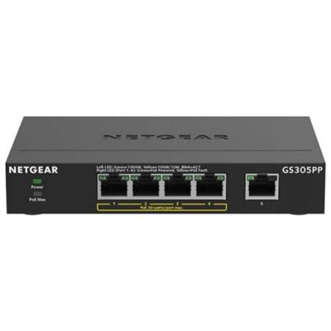Switch GS305PP 4 Porte Ethernet PoE 1 Porte SFP Colore Nero - Foto 2