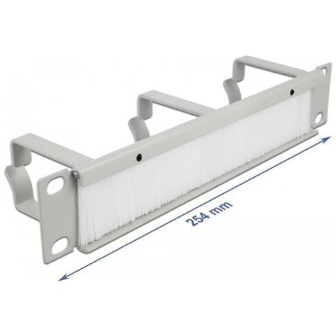 Delock Striscia A Spazzola Per Gestione Cavi Da 10"" Con 3 Staffe 1 He Grigio - Foto 2