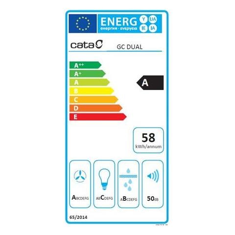 Cappa Gc Dual A 75 Xgbk Baldacchino, Classe Di Efficienza Energetica A, Larghezza 79,2 Cm, 820 M³ / h, Comando Touch, Led, Vetro Nero - Foto 2