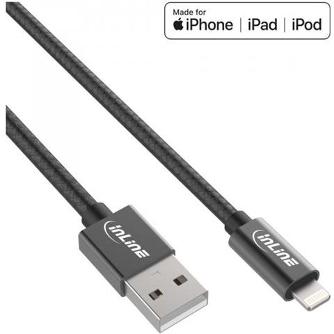 Cavo Usb Lightning - Nero/alluminio - 2m Certificato Mfi - Foto 1