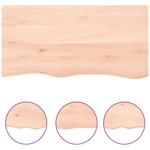 Piano Bagno 60x40x (2-6) cm in Legno Massello Non Trattato - Foto 7
